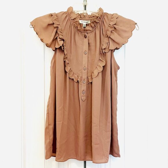 Max Studio Flutter Sleeve Blouse in Beige (L) New with Tags - Picture 2 of 9